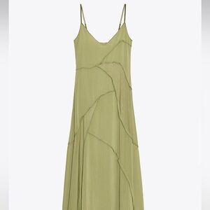 Zara Olive Green Flowy Maxi Dress
